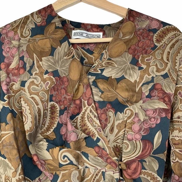 IRENE ALLISON Wrap Grape Vines Blouse S - Picture 3 of 10